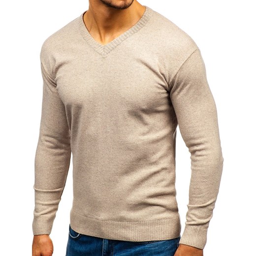 Sweter męski w serek beżowy Bolf 6002 Denley  XL okazja  