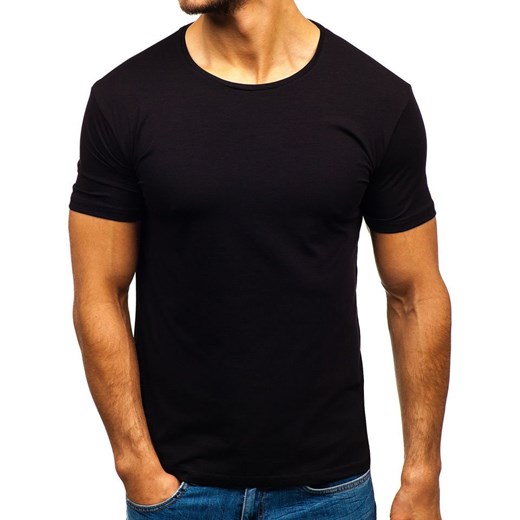 T-shirt męski bez nadruku czarny Denley 9001  Denley M wyprzedaż  