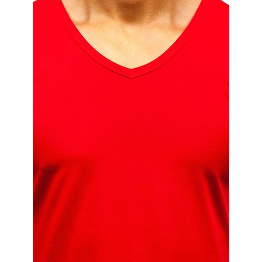 Koszulka męska bez nadruku w serek czerwony Denley AK888A  Denley XL wyprzedaż  