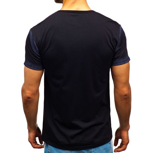 T-shirt męski z nadrukiem czarny Denley SS602 Denley  XL promocja  
