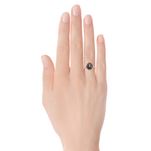 Kolekcja Wiktoriańska - pierścionek z ametystem i szmaragdami