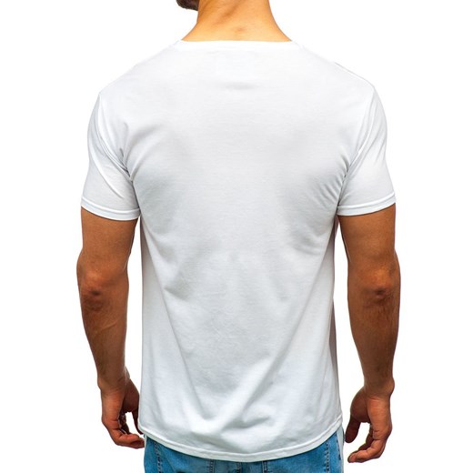 T-shirt męski z nadrukiem biały Denley 10857 Denley  XL  promocyjna cena 