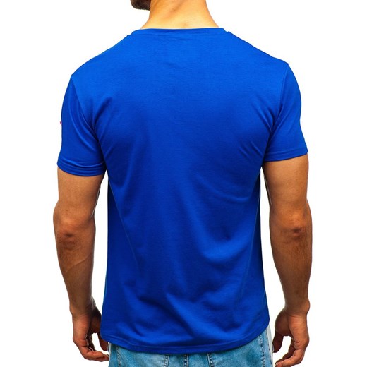 T-shirt męski z nadrukiem niebieski Denley 10857 Denley  XL promocja  