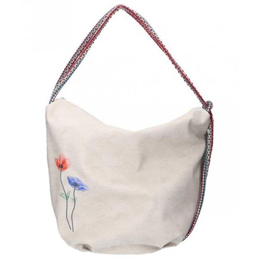 Biała shopper bag Chiara Design z kolorowym paskiem 
