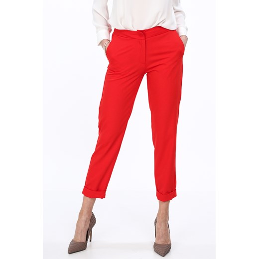 Czerwone eleganckie spodnie z mankietami MP44218 fasardi  M fasardi.com