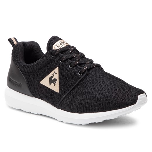 Buty sportowe damskie Le Coq Sportif do fitnessu czarne płaskie z tworzywa sztucznego bez wzorów 