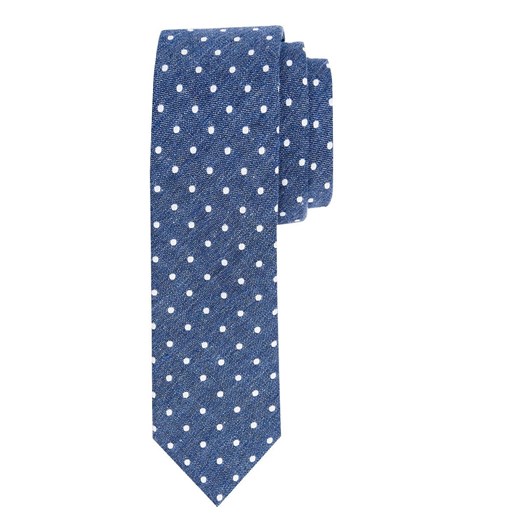 Elegancki niebieski krawat Profuomo w białe grochy