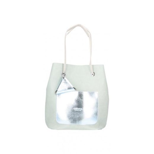 Biała shopper bag Chiara Design tkaninowa zdobiona mieszcząca a4 elegancka bez dodatków 