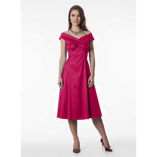 Sukienka Eugenia długa tafta różowo amarantowa