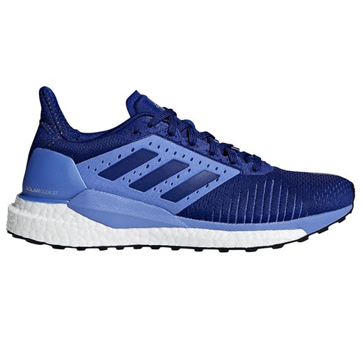 Buty sportowe damskie Adidas do biegania niebieskie z tkaniny bez wzorów płaskie wiązane 
