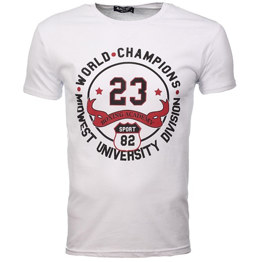 T-Shirt Męski z Nadrukiem World Champions od Neidio TS6 Biały