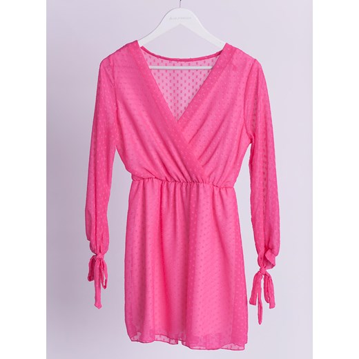 Sukienka różowa Selfieroom mini z długim rękawem 