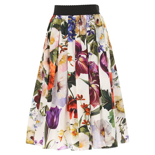Spódnica Dolce & Gabbana midi w kwiaty bawełniana jesienna 