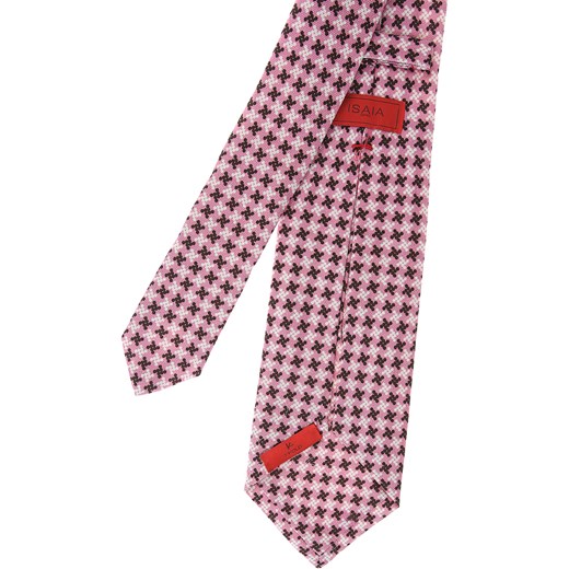 Krawat różowy Isaia w abstrakcyjne wzory 