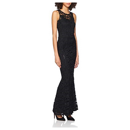 Sukienka Quiz czarna maxi dopasowana z okrągłym dekoltem elegancka 