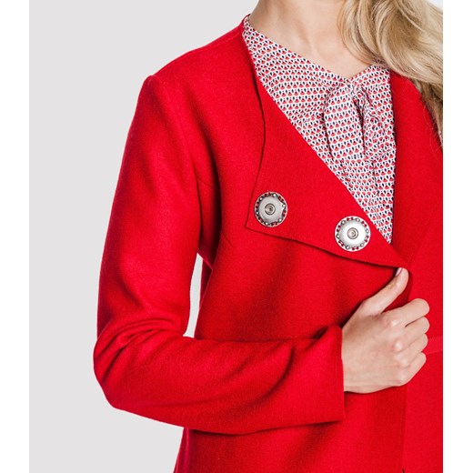 Czerwony płaszcz damski VitoVergelis casualowy bez wzorów 