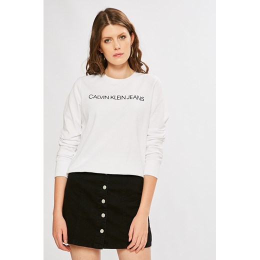 Bluza damska biała Calvin Klein krótka bez wzorów 