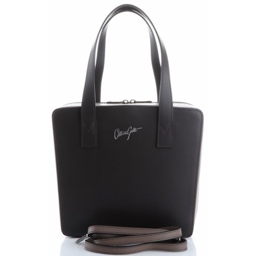 Shopper bag Vittoria Gotti skórzana czarna matowa bez dodatków elegancka na ramię mieszcząca a7 