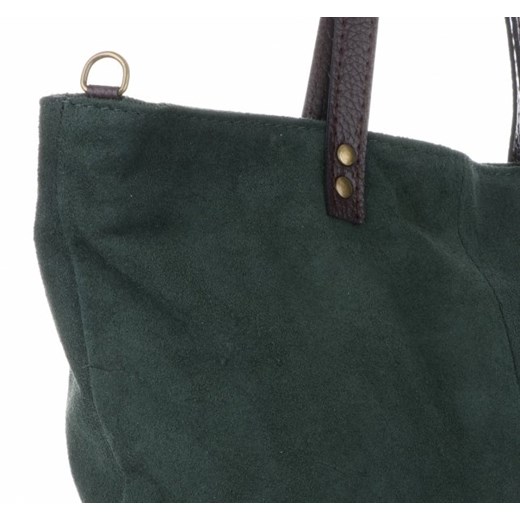 Shopper bag Vera Pelle zielona bez dodatków 