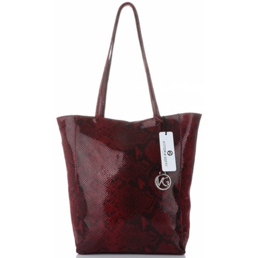 Shopper bag Vittoria Gotti czerwona duża ze skóry 