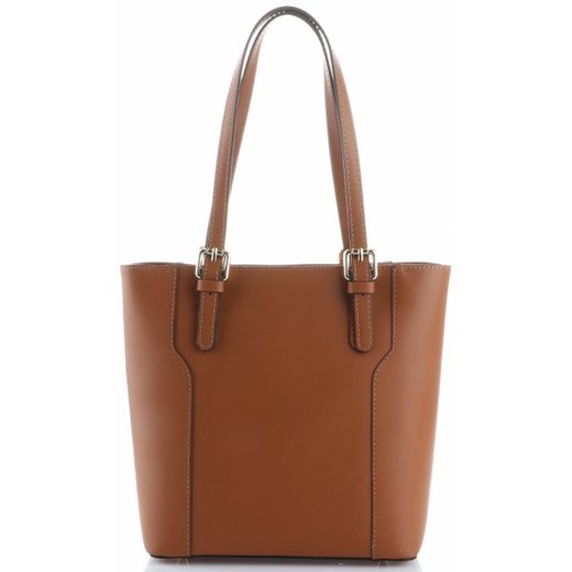 Shopper bag Vittoria Gotti na ramię bez dodatków brązowa matowa elegancka duża 