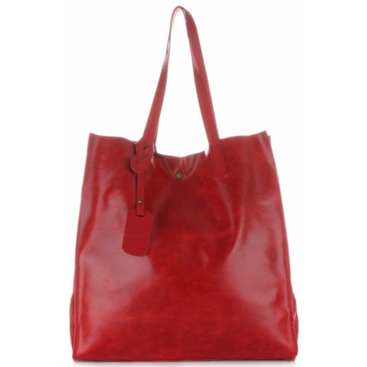Torba Skórzana Shopper Bag z Kosmetyczką Czerwona (kolory)