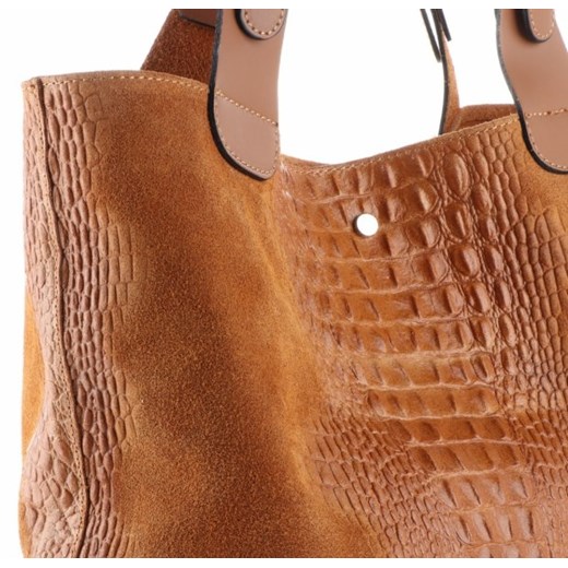 Shopper bag Genuine Leather mieszcząca a6 na ramię matowa 