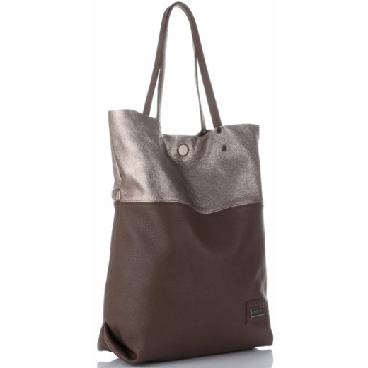 Shopper bag brązowa Vittoria Gotti na ramię matowa bez dodatków wakacyjna 
