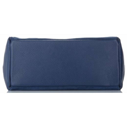 Shopper bag Vittoria Gotti niebieska skórzana matowa na ramię duża elegancka 