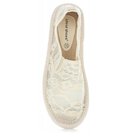 Ażurowe Espadryle Damskie firmy Ideal Shoes Beżowe (kolory)