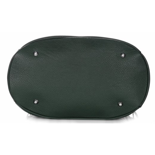 Shopper bag Genuine Leather zielona mieszcząca a8 skórzana 