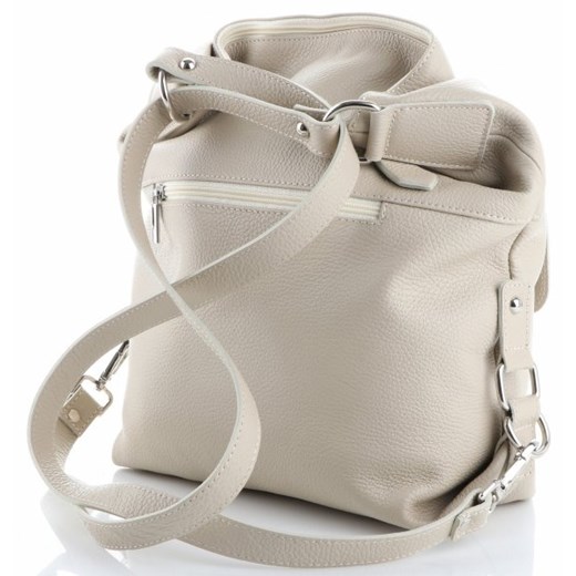Shopper bag Vittoria Gotti beżowa skórzana na ramię bez dodatków duża matowa 