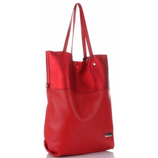Vittoria Gotti shopper bag matowa czerwona bez dodatków mieszcząca a7 na ramię 