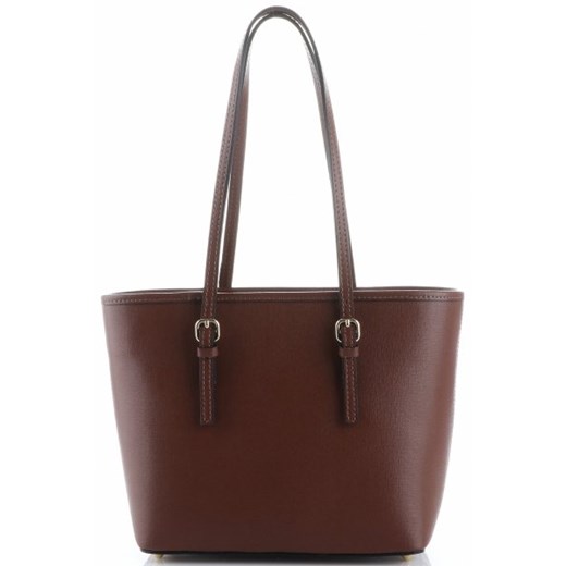 Shopper bag brązowa Genuine Leather matowa bez dodatków 