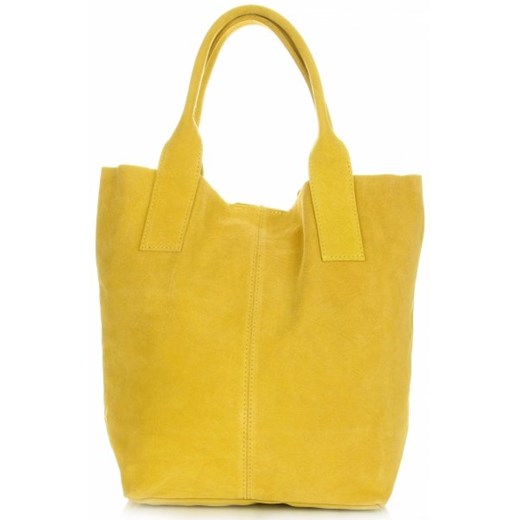 Torebki Skórzane typu ShopperBag XL Włoskiej firmy Vittoria Gotti wykonane z Wysokiej Jakości Zamszu Naturalnego Żółty (kolory)