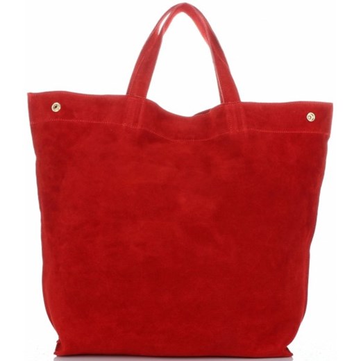 Pojemne Torby Skórzane Włoski ShopperBag XL z możliwością zwężenia Czerwony (kolory)