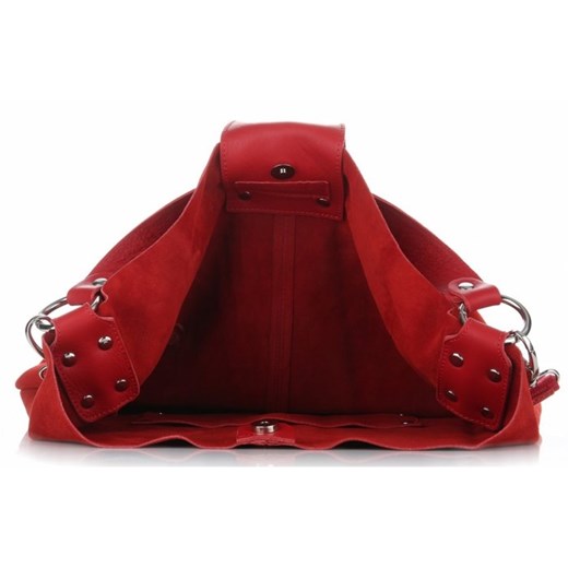 Duża Torba Skórzana Shopper XXL Vittoria Gotti Made in Italy zamsz naturalny wysokiej jakości Czerwona (kolory)