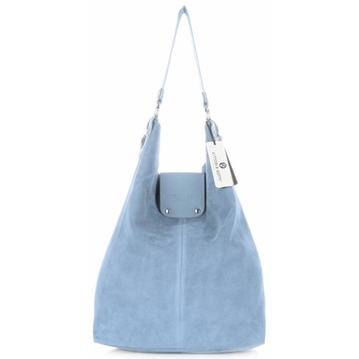 Shopper bag niebieska Vittoria Gotti zamszowa 