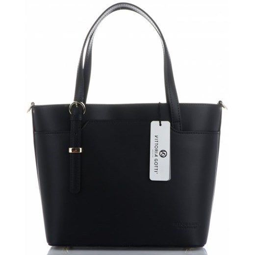 Shopper bag Vittoria Gotti na ramię elegancka bez dodatków skórzana mieszcząca a6 matowa 