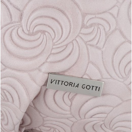 Vittoria Gotti Ekskluzywne Torebki Skórzane z modnymi tłoczeniami Pudrowy Róż (kolory)