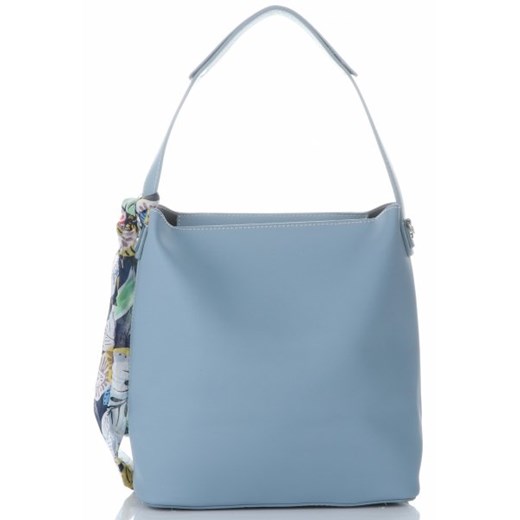 Shopper bag David Jones matowa niebieska mieszcząca a4 ze skóry ekologicznej 