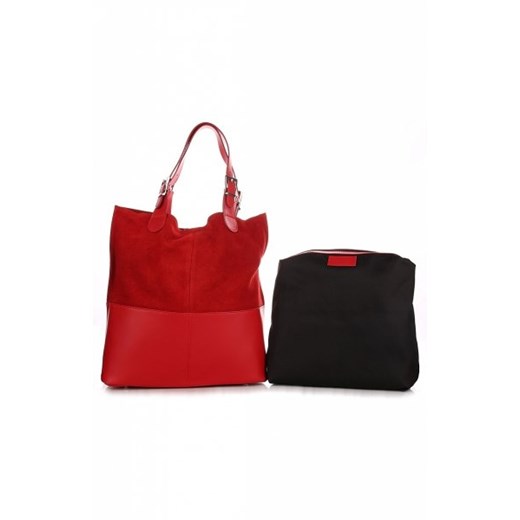 Torebka Skórzana Ekskluzywny Shopper bag czerwona (kolory)