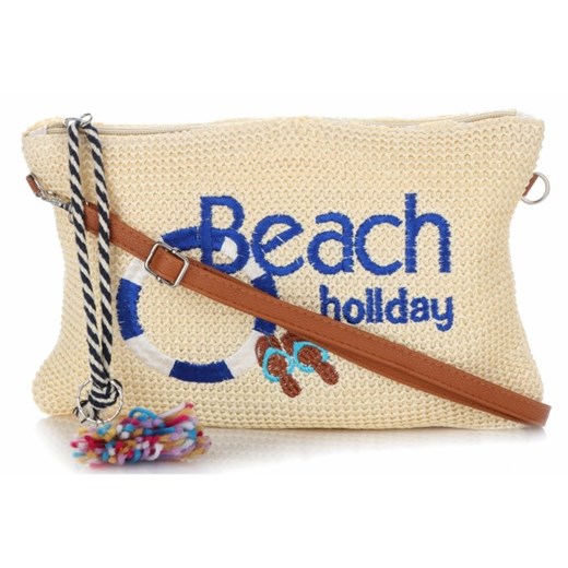 Toreba Damska Listonoszka z napisem Beach Holiday firmy David Jones Beżowa (kolory)