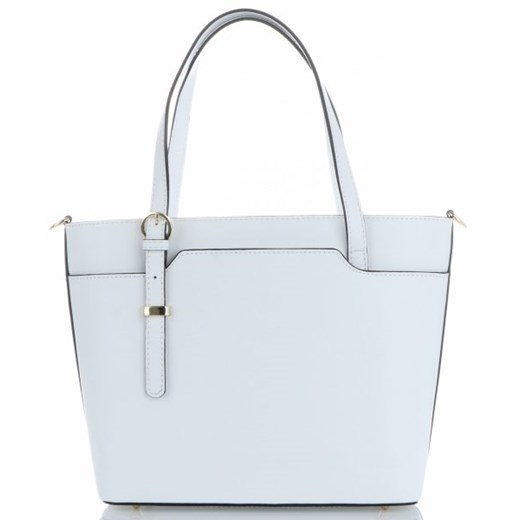 Shopper bag Vittoria Gotti bez dodatków biała matowa skórzana 
