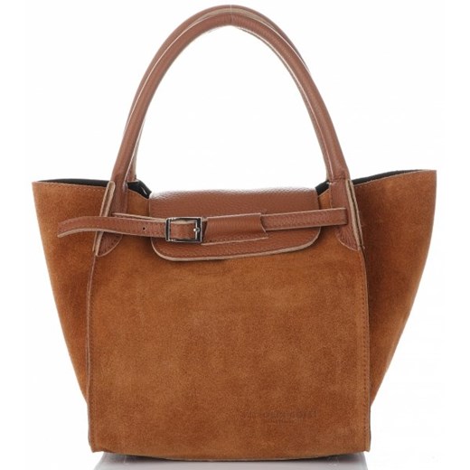 Shopper bag Vittoria Gotti brązowa matowa ze skóry elegancka 