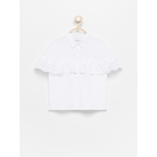 Reserved - Koszula z ażurową falbaną - Biały  Reserved 116 