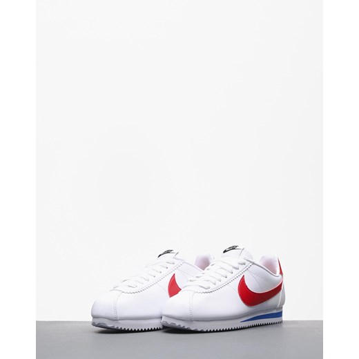 Buty sportowe damskie Nike do biegania cortez na płaskiej podeszwie białe sznurowane gładkie 