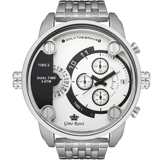 Zegarek GINO ROSSI - BRAVE dual 872B-3A1(zg268a) - Srebrny