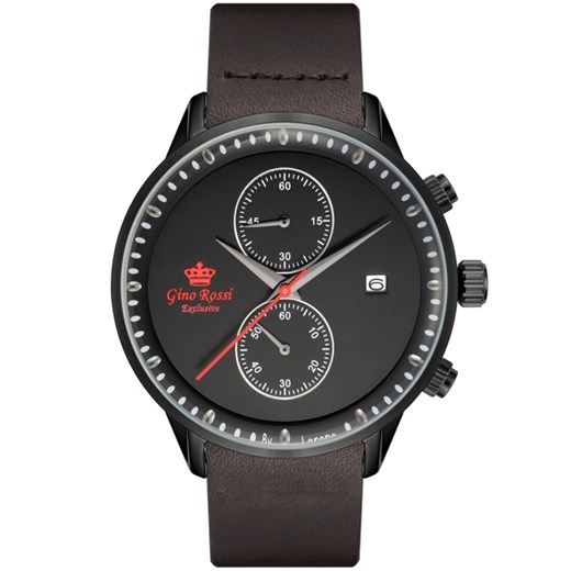 Zegarek GINO ROSSI E12463A-1B2 EXCLUSIVE (zg265f) - Czarny || Brązowy