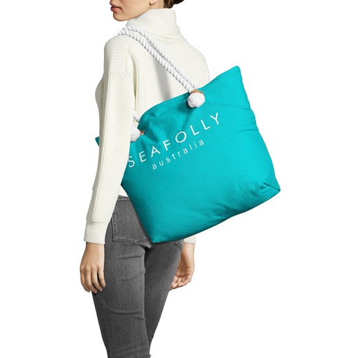 Shopper bag Seafolly bez dodatków duża na ramię bawełniana 